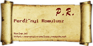 Perényi Romulusz névjegykártya